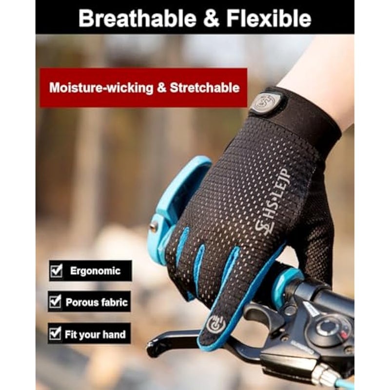Full Finger Cycling Gloves Mountain Bike Gloves, Touchscreen MTB Gloves Racing Gloves Cycling Gloves for Men Bicycle Gloves Men & Women, Full Finger Workout Gloves - Image 3